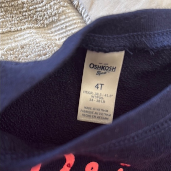 NWT OshKosh B'gosh Navy Blue and Pink studded crewneck short sleeve Sweatshirt - Picture 2 of 5